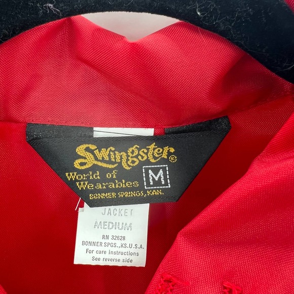 Swingster Merchman Field Seeds Lightweight Red Jacket Zippered Vintage Medium - Picture 3 of 7